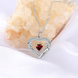 Birthstone Heart Shape Pendant Necklace 1 to 6 Names