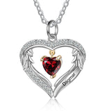 Birthstone Heart Shape Pendant Necklace 1 to 6 Names