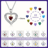 Birthstone Heart Shape Pendant Necklace 1 to 6 Names